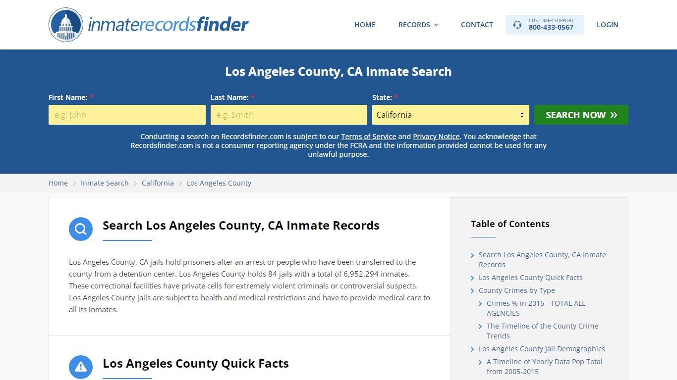 Los Angeles County, CA Inmate Lookup & Jail Records Online - RecordsFinder